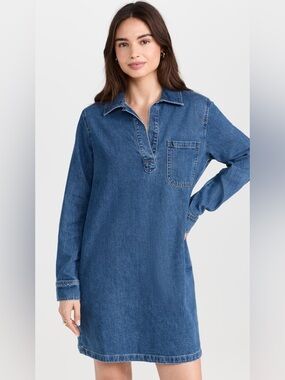 Xirena Max Blue Denim Long Sleeve Shirt Dress | L